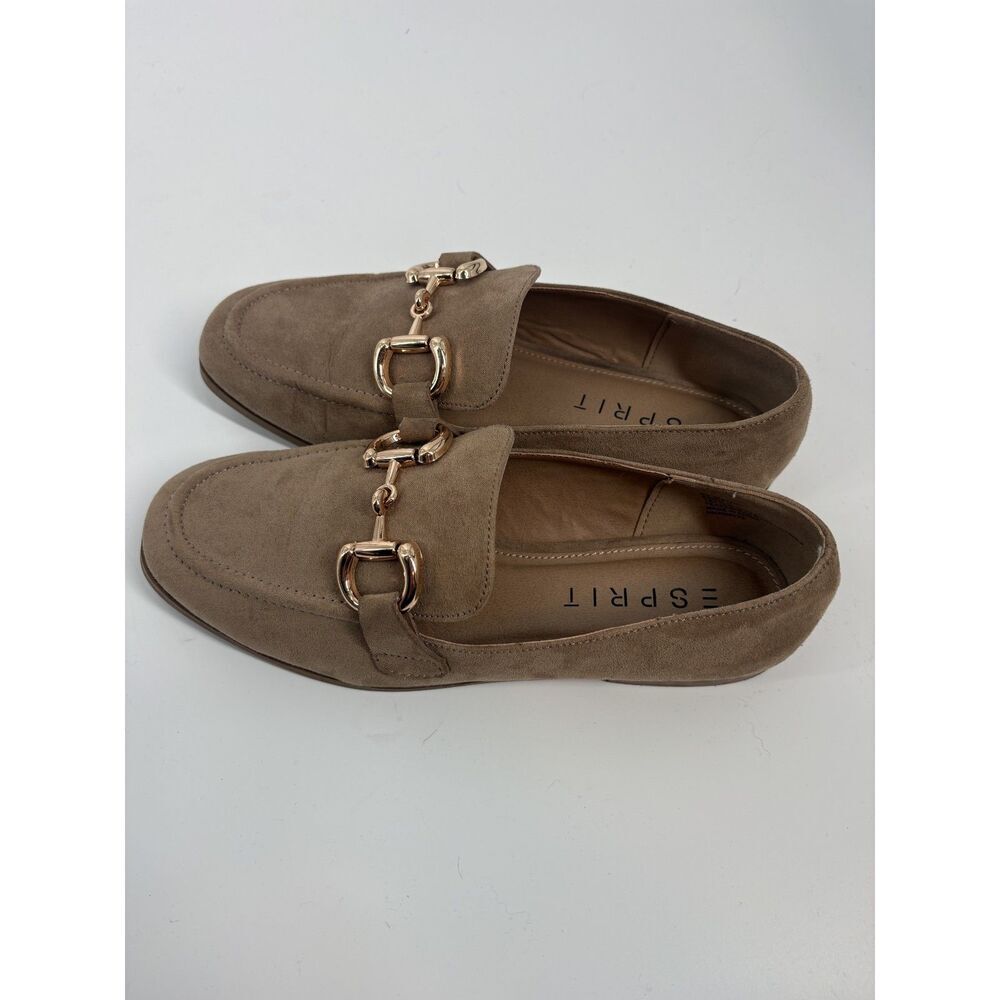 Esprit Suede Loafers | Taupe Horsebit Slip-On Flats | Classic Chic Comfort Shoes - Picture 2 of 4